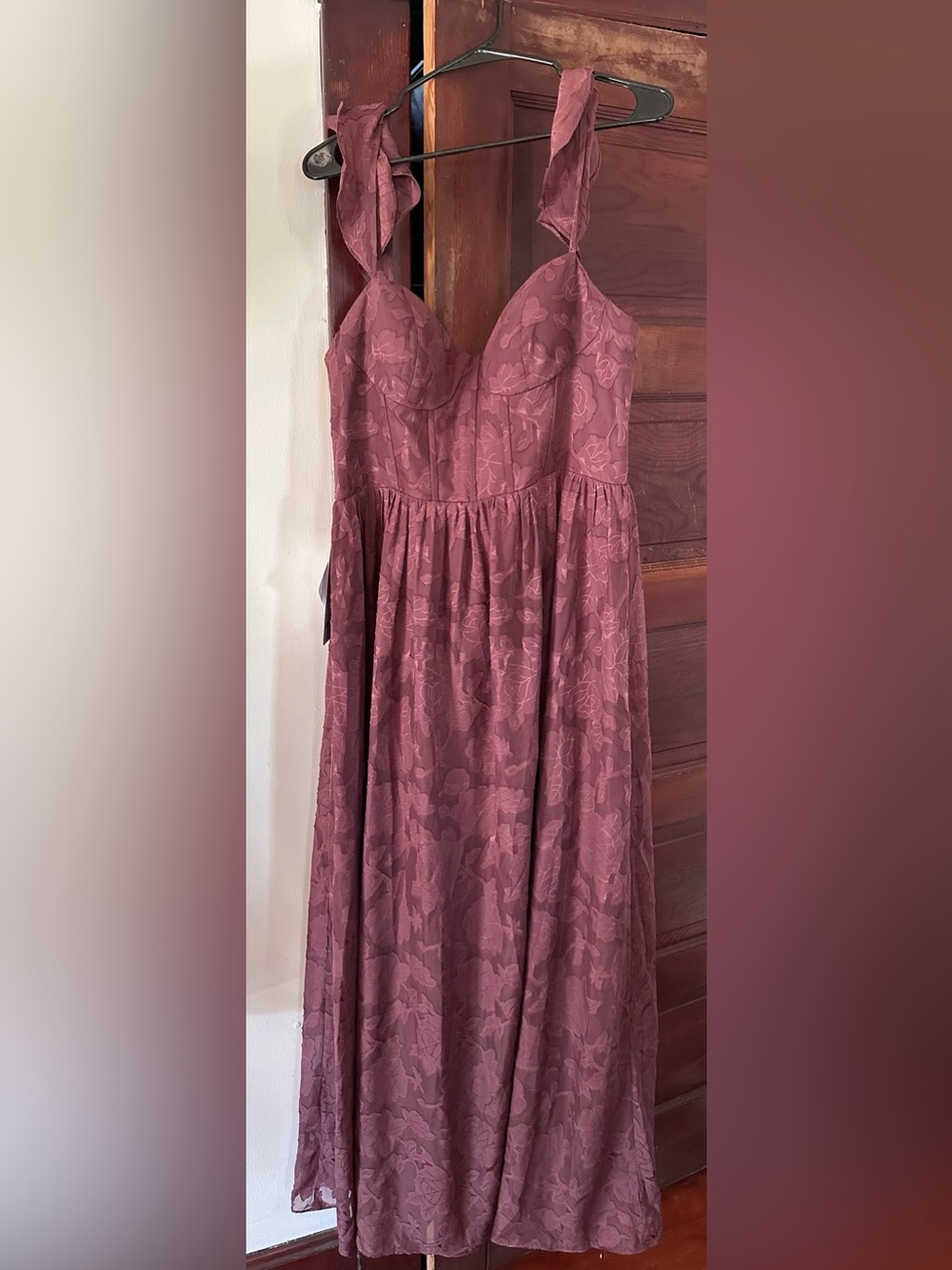 Azazie Mauve Floral Maxi Dress